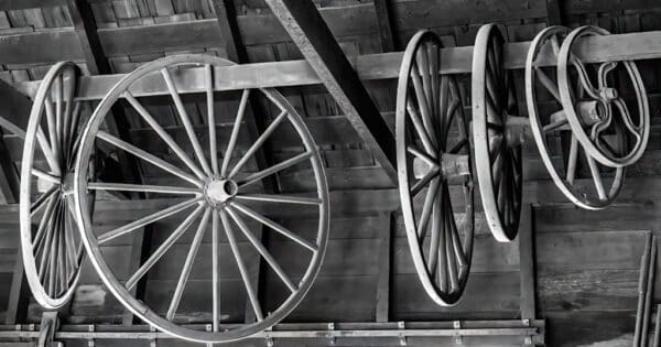 Antique Wagon Wheels in Coloma